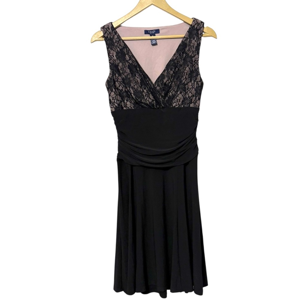 Chaps Size Medium Black Lace Top Y2K Midi Dress Whimsigoth Fairygrunge Goth Glam